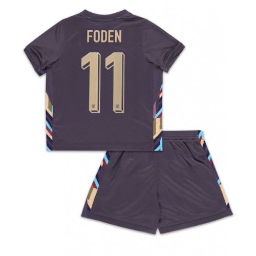 Fotballdrakt Barn England Phil Foden #11 Bortedraktsett EM 2024 Kortermet (+ Korte bukser)